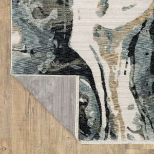 Oriental Weavers Echo Indoor Area Rug - Contemporary Power-loomed Design In Soft Textured Polyester Yarn, Egypt Made Steel Blue,Ivory Polyester Eech07100153st