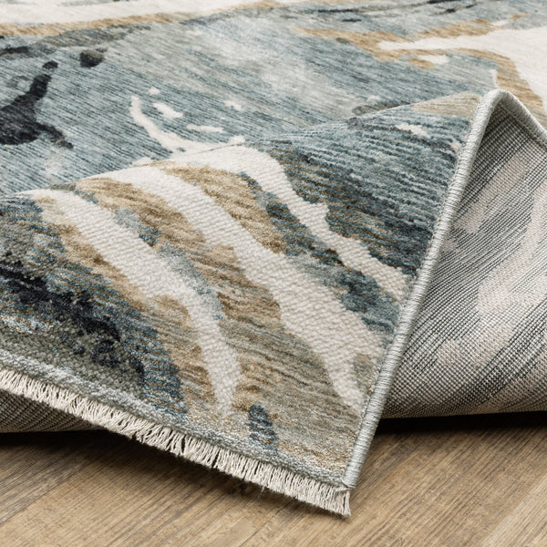 Oriental Weavers Echo Indoor Area Rug - Contemporary Power-loomed Design In Soft Textured Polyester Yarn, Egypt Made Steel Blue,Ivory Polyester Eech07100153st