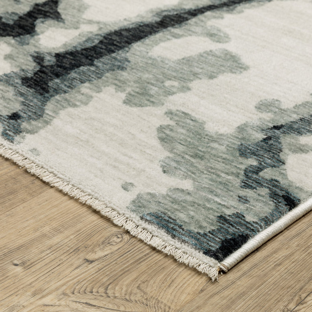 Oriental Weavers Echo Ech08 Indoor Area Rug - Soft Textured Polyester In Subtle Neutrals & Tonal Blues, Modern Design Blue,Ivory Polyester Eech08200296st