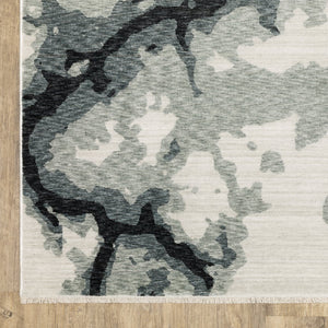 Oriental Weavers Echo Ech08 Indoor Area Rug - Soft Textured Polyester In Subtle Neutrals & Tonal Blues, Modern Design Blue,Ivory Polyester Eech08200296st