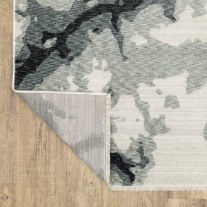 Oriental Weavers Echo Ech08 Indoor Area Rug - Soft Textured Polyester In Subtle Neutrals & Tonal Blues, Modern Design Blue,Ivory Polyester Eech08200296st