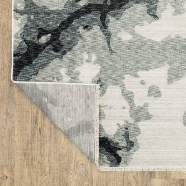 Oriental Weavers Echo Ech08 Indoor Area Rug - Soft Textured Polyester In Subtle Neutrals & Tonal Blues, Modern Design Blue,Ivory Polyester Eech08200296st