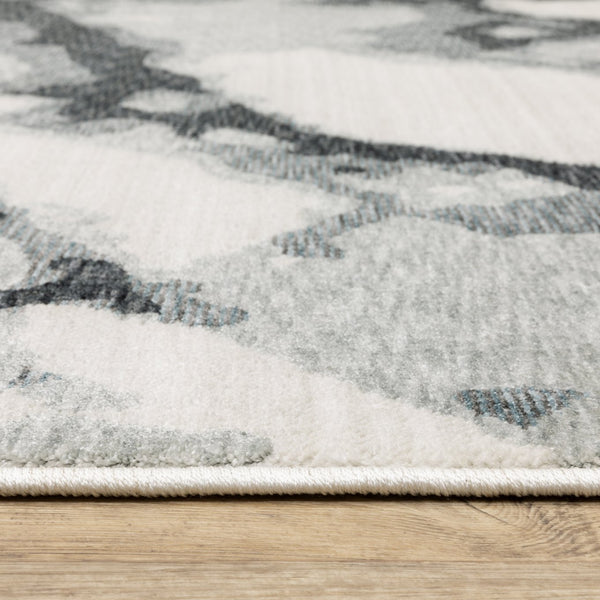Oriental Weavers Echo Ech08 Indoor Area Rug - Soft Textured Polyester In Subtle Neutrals & Tonal Blues, Modern Design Blue,Ivory Polyester Eech08200296st