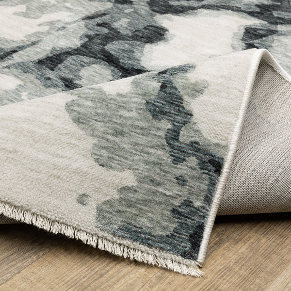 Oriental Weavers Echo Ech08 Indoor Area Rug - Soft Textured Polyester In Subtle Neutrals & Tonal Blues, Modern Design Blue,Ivory Polyester Eech08200296st
