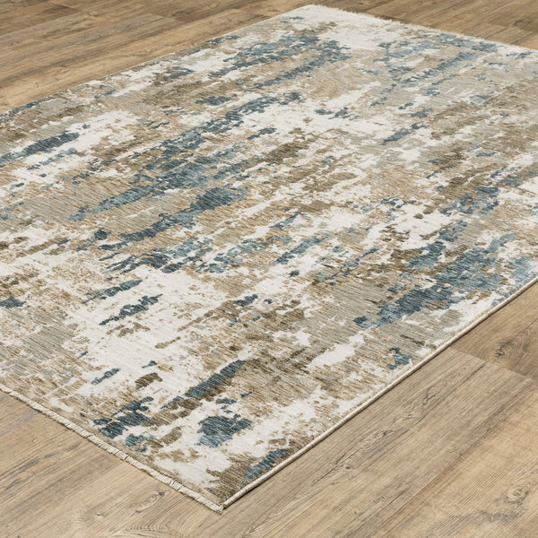 Oriental Weavers Echo Indoor Area Rug - Soft Polyester Fabric In Subtle Neutrals And Tonal Blues, Modern & Classic Design Beige,Teal Polyester Eech11300394st