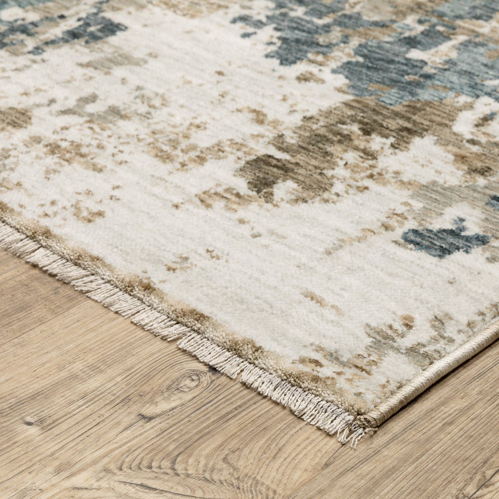 Oriental Weavers Echo Indoor Area Rug - Soft Polyester Fabric In Subtle Neutrals And Tonal Blues, Modern & Classic Design Beige,Teal Polyester Eech11300394st