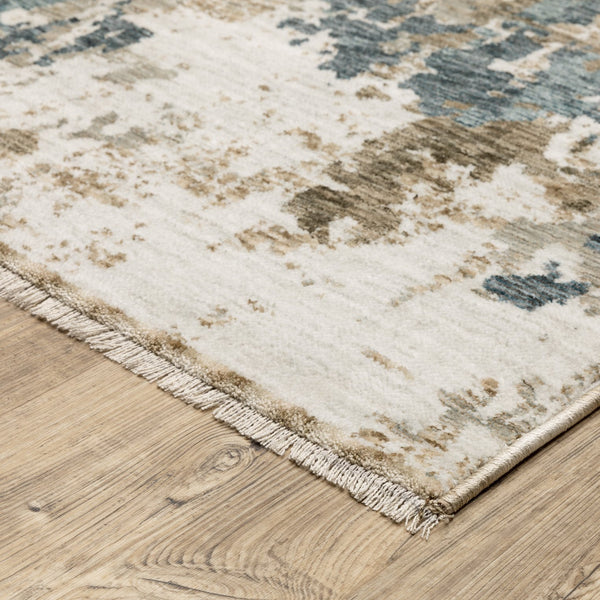 Oriental Weavers Echo Indoor Area Rug - Soft Polyester Fabric In Subtle Neutrals And Tonal Blues, Modern & Classic Design Beige,Teal Polyester Eech11300394st