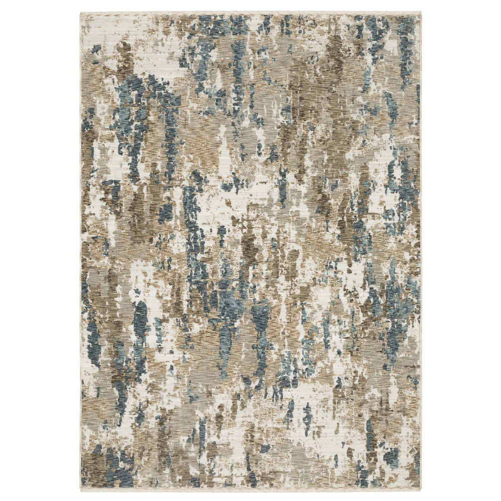Oriental Weavers Echo Indoor Area Rug - Soft Polyester Fabric In Subtle Neutrals And Tonal Blues, Modern & Classic Design Beige,Teal Polyester Eech11300394st