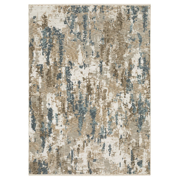 Oriental Weavers Echo Indoor Area Rug - Soft Polyester Fabric In Subtle Neutrals And Tonal Blues, Modern & Classic Design Beige,Teal Polyester Eech11300394st