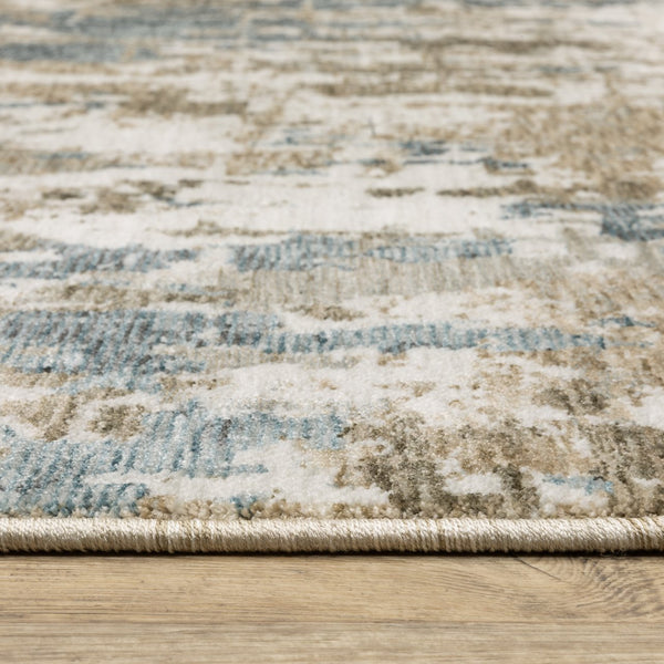 Oriental Weavers Echo Indoor Area Rug - Soft Polyester Fabric In Subtle Neutrals And Tonal Blues, Modern & Classic Design Beige,Teal Polyester Eech11300394st
