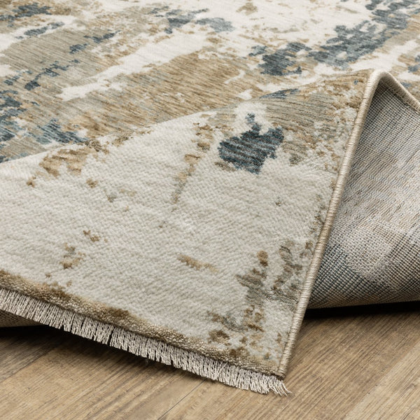 Oriental Weavers Echo Indoor Area Rug - Soft Polyester Fabric In Subtle Neutrals And Tonal Blues, Modern & Classic Design Beige,Teal Polyester Eech11300394st
