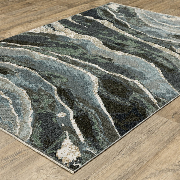 Oriental Weavers Echo Indoor Area Rug - Soft Textured Polyester In Stylish Neutrals And Tonal Blues For Modern Spaces Blue,Green Polyester Eech12200296st