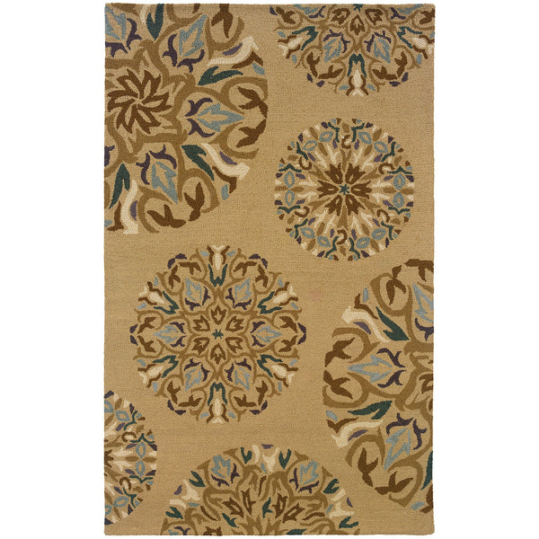 Oriental Weavers Eden Hand-tufted Area Rug In Classic Floral Motifs - Cozy, Stylish, And Perfect For Any Room Tan,Blue Wool E87102305396st