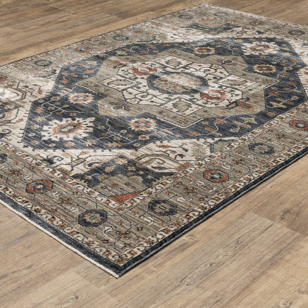 Oriental Weavers Eliana Luxurious Indoor Area Rug With Traditional Persian Design In Striking Mineral Tones Blue,Grey Polyester Eeli07160235st