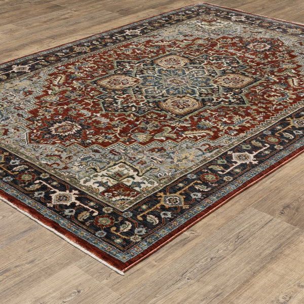 Oriental Weavers Eliana Luxurious Indoor Area Rug - Textured Polyester With Persian Style In Earthy Mineral Tones Red,Blue Polyester Eeli11100153st