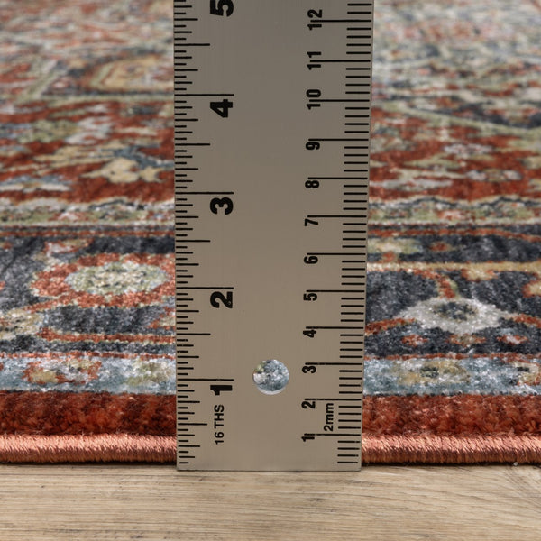 Oriental Weavers Eliana Luxurious Indoor Area Rug - Textured Polyester With Persian Style In Earthy Mineral Tones Red,Blue Polyester Eeli11100153st