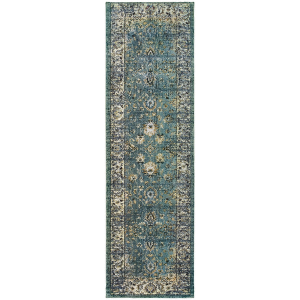 Oriental Weavers Empire Indoor Area Rug - Luxurious Textured Yarn In Distressed Traditional Style With Jewel Tones Blue,Ivory Polypropylene E114l4068230st