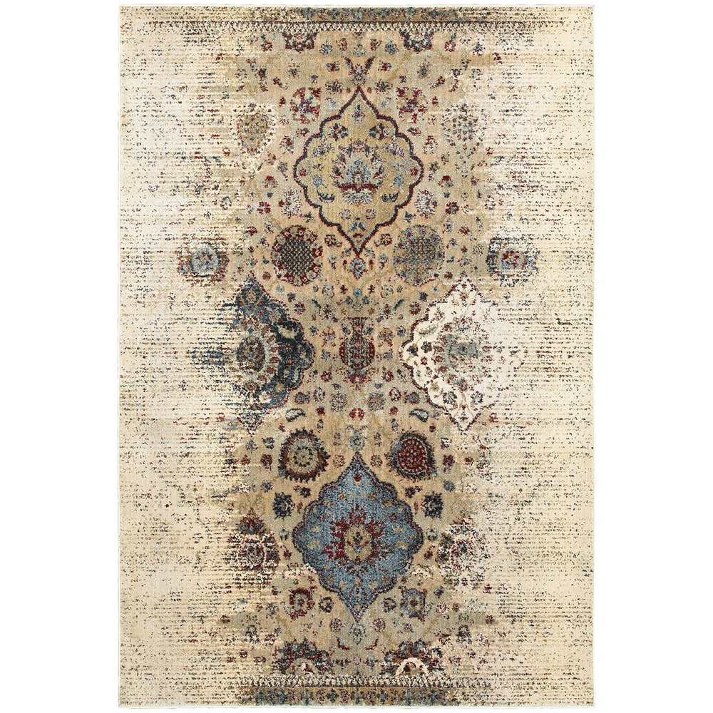 Oriental Weavers Empire Indoor Area Rug - Luxurious Textured Yarn In Distressed Jewel Tones For Timeless Elegance Ivory,Blue Polypropylene E028w4117165st