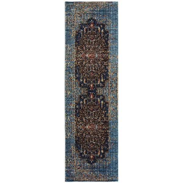 Oriental Weavers Empire Indoor Area Rug – Luxurious Textured Yarn With Distressed Traditional Styling For Any Space Blue,Navy Polypropylene E4440l068230st