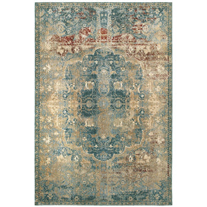 Oriental Weavers Empire Indoor Area Rug - Luxurious Textured Yarn In Jewel Tones For Elegant Home Décor Essentials Gold,Blue Polypropylene E4449h117165st