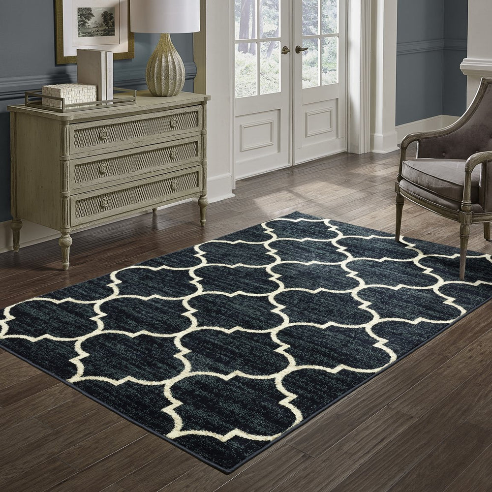 Oriental Weavers Evandale Indoor Area Rug - Stunning Geometric And Abstract Designs In Rich Colors For Any Space Navy,Ivory Polypropylene E9853b300390st