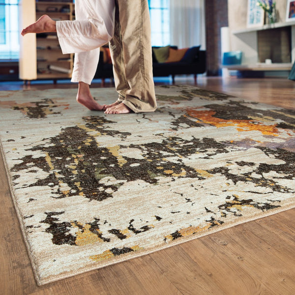 Oriental Weavers Evolution Indoor Area Rug – Nature-inspired Design With Textured Yarn For Stylish Home Décor Beige,Charcoal Nylon E7770j058100st