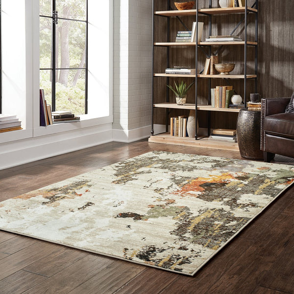 Oriental Weavers Evolution Indoor Area Rug – Nature-inspired Design With Textured Yarn For Stylish Home Décor Beige,Charcoal Nylon E7770j058100st