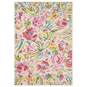 Oriental Weavers Fiji Indoor/Outdoor Area Rug With Vibrant Botanical Motifs - Easy-care Woven Polyester Style Beige,Pink Polyester Ffij01228305st