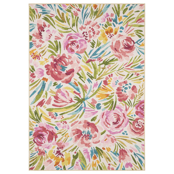 Oriental Weavers Fiji Indoor/Outdoor Area Rug With Vibrant Botanical Motifs - Easy-care Woven Polyester Style Beige,Pink Polyester Ffij01228305st
