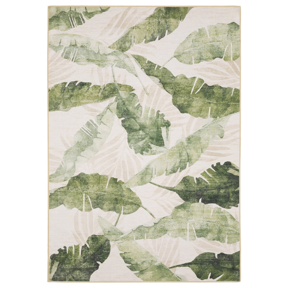 Oriental Weavers Fiji Watercolor Botanical Indoor/Outdoor Area Rug – Vibrant Coastal Motifs For Stylish Spaces Beige,Green Polyester Ffij02107168st