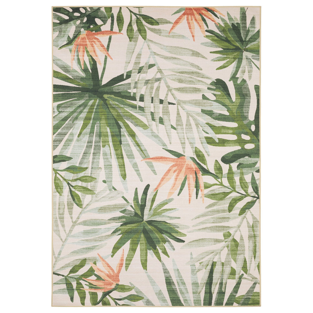 Oriental Weavers Fiji Indoor/Outdoor Area Rug Featuring Vibrant Watercolor Botanicals For Stylish Living Spaces Beige,Green Polyester Ffij04107168st