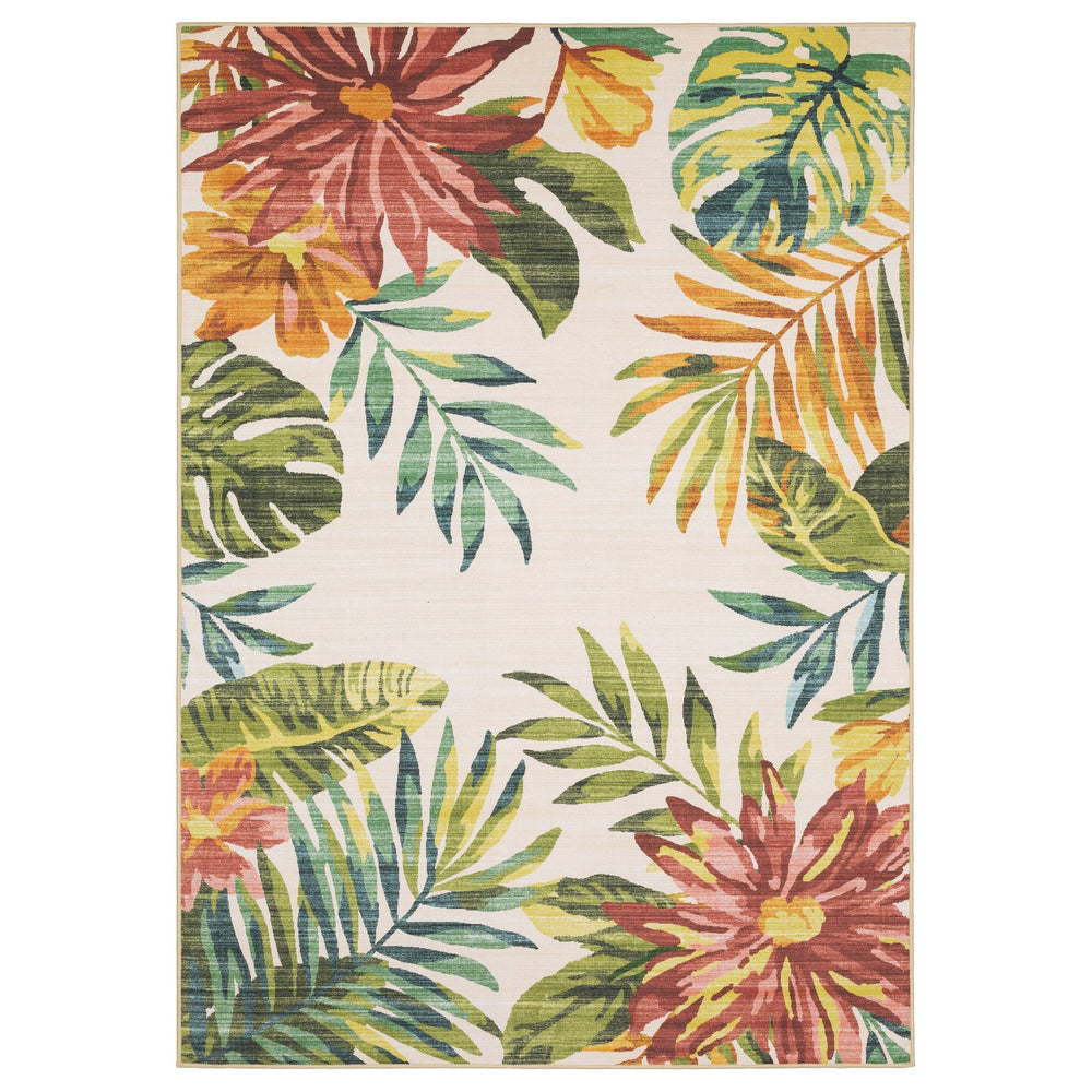 Oriental Weavers Fiji Indoor/Outdoor Area Rug With Vibrant Watercolor Botanicals And Coastal Motifs For Any Space Beige,Multi Polyester Ffij07107168st