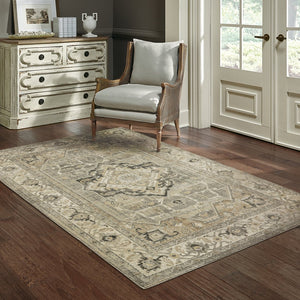 Oriental Weavers Florence Luxuriously Soft Indoor Area Rug - Textured Polypropylene With Elegant Global Design Beige,Grey Polypropylene F1805x160230st