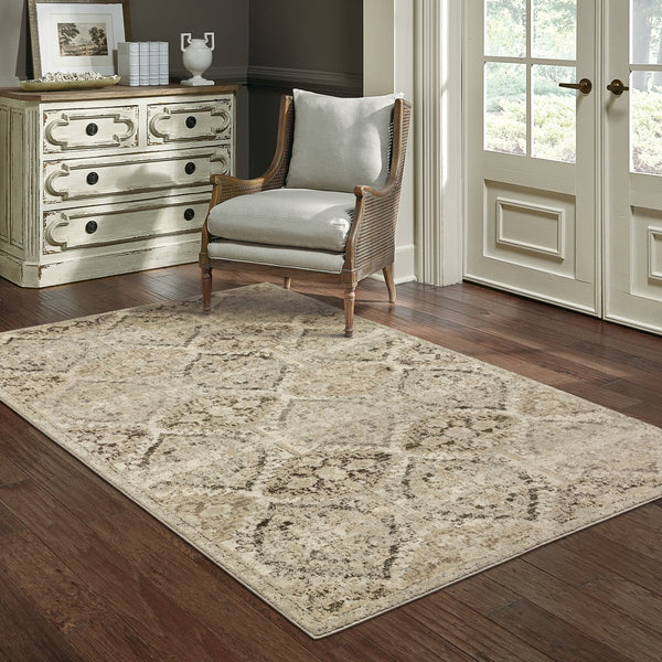 Oriental Weavers Florence Luxuriously Soft Indoor Area Rug - Textured Polypropylene With Timeless Global Design Ivory,Grey Polypropylene F270h6160230st