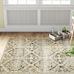 Oriental Weavers Florence Luxuriously Soft Indoor Area Rug - Textured Polypropylene With Timeless Global Design Ivory,Grey Polypropylene F270h6160230st