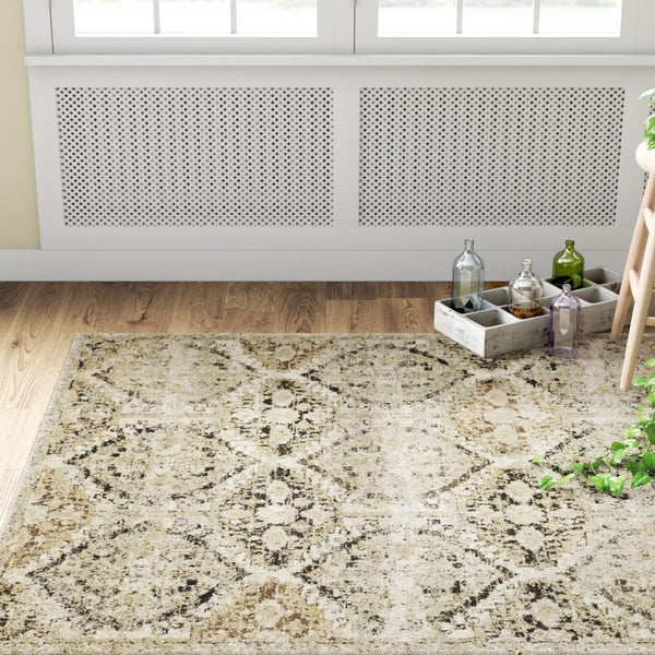 Oriental Weavers Florence Luxuriously Soft Indoor Area Rug - Textured Polypropylene With Timeless Global Design Ivory,Grey Polypropylene F270h6160230st