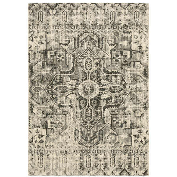 Oriental Weavers Florence Indoor Area Rug - Luxuriously Soft, Textured Polypropylene With Global Traditional Designs Charcoal,Ivory Polypropylene F4333w160230st