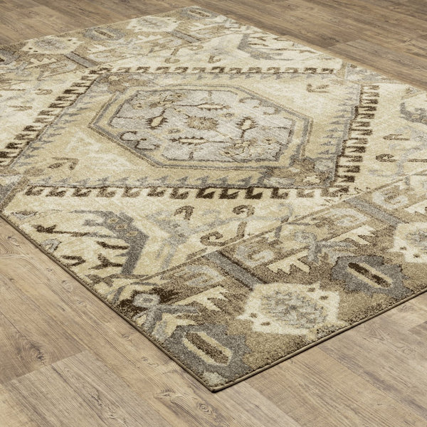 Oriental Weavers Florence Indoor Area Rug - Luxuriously Soft, Easy Care, Traditional Design With Global Flair Tan,Gold Polypropylene F5090d160230st