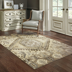 Oriental Weavers Florence Indoor Area Rug - Luxuriously Soft, Easy Care, Traditional Design With Global Flair Tan,Gold Polypropylene F5090d160230st
