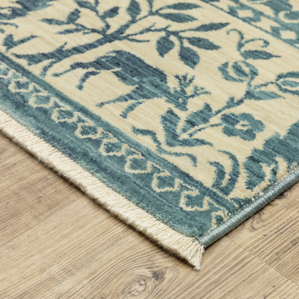 Oriental Weavers Francesca Indoor Area Rug: Softened Jewel Tones & Nature-inspired Patterns For Elegant Spaces Ivory,Blue Polypropylene Ffr08h068235st