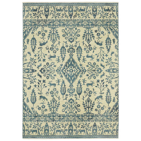 Oriental Weavers Francesca Indoor Area Rug: Softened Jewel Tones & Nature-inspired Patterns For Elegant Spaces Ivory,Blue Polypropylene Ffr08h240340st