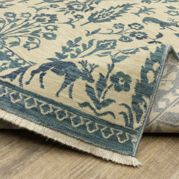 Oriental Weavers Francesca Indoor Area Rug: Softened Jewel Tones & Nature-inspired Patterns For Elegant Spaces Ivory,Blue Polypropylene Ffr08h068235st