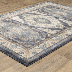 Oriental Weavers Gemma Plush High-Pile Area Rug With Distressed Medallion In Deep Blue, Rust & Ivory For Warmth 83.86'' L x 62.99'' W GGEM02160213ST