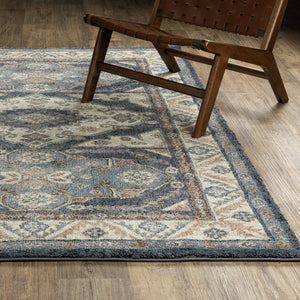 Oriental Weavers Gemma Plush High-Pile Runner 2'3"X7' - Vintage Distressed Blue & Rust Medallion Rug For Hallways GGEM02068213ST