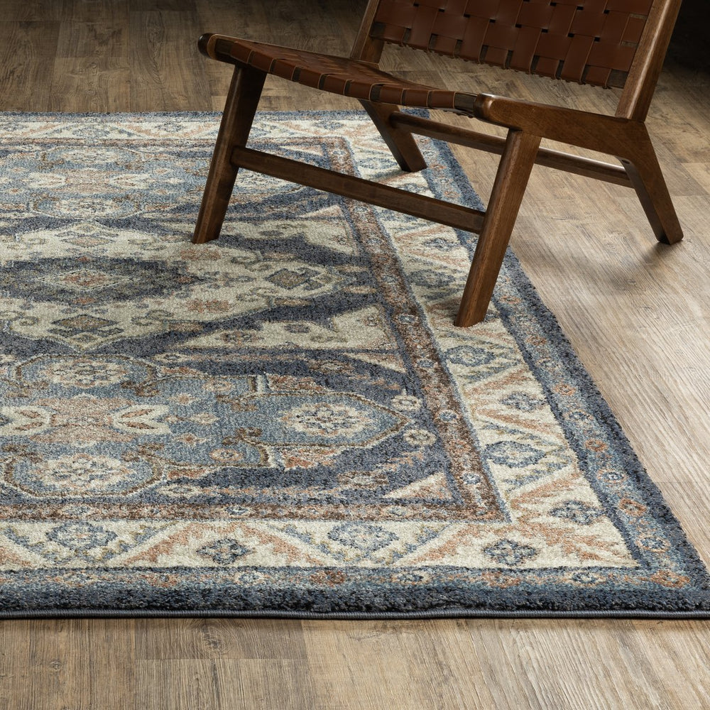 Oriental Weavers Gemma Plush High-Pile Area Rug With Distressed Medallion In Deep Blue, Rust & Ivory For Warmth 83.86'' L x 62.99'' W GGEM02160213ST