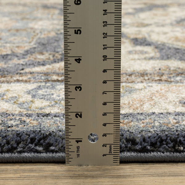 Oriental Weavers Gemma Plush High-Pile Runner 2'3"X7' - Vintage Distressed Blue & Rust Medallion Rug For Hallways GGEM02068213ST