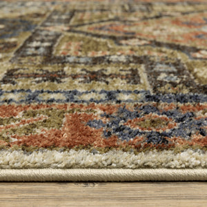 Oriental Weavers Gemma Rust & Blue High-Pile Runner 2'3"X7' — Plush Polypropylene, Diamond Medallion Hallway Rug GGEM03068213ST