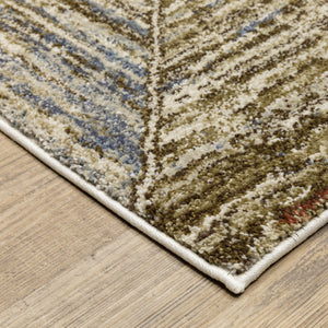 Oriental Weavers Gemma Plush High-Pile Area Rug In Rust & Blue Chevron-Diamond Pattern For Cozy, Stylish Rooms 83.86'' L x 62.99'' W GGEM04160213ST