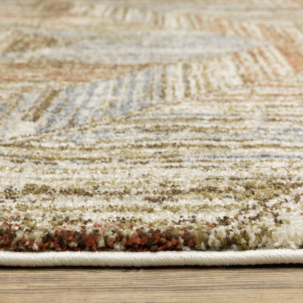 Oriental Weavers Gemma Plush High-Pile Area Rug In Rust & Blue Chevron-Diamond Pattern For Cozy, Stylish Rooms 83.86'' L x 62.99'' W GGEM04160213ST