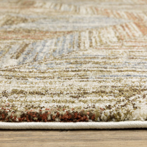 Oriental Weavers Gemma Plush High-Pile Area Rug In Rust & Blue Chevron-Diamond Pattern For Cozy, Stylish Rooms 83.86'' L x 62.99'' W GGEM04160213ST